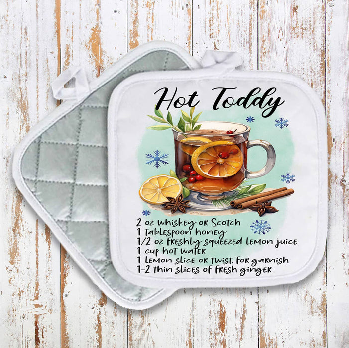 Christmas Cocktail Hot Toddy Recipe Pot Holder Oven Mitt