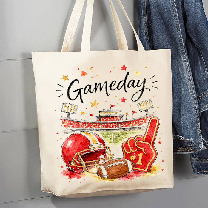 Gameday Football Gold & Red Canvas Tote Bag