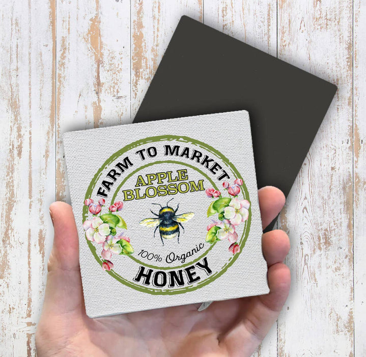 Apple Blossom Honey Bee Farm to Market, Magnet Fridge