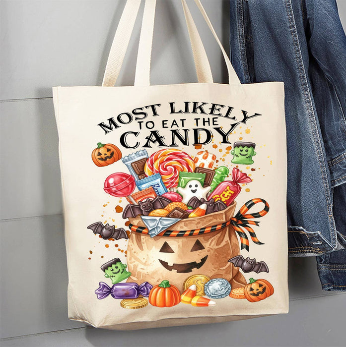 Halloween Most Likely to Eat The Candy Canvas Tote Bag