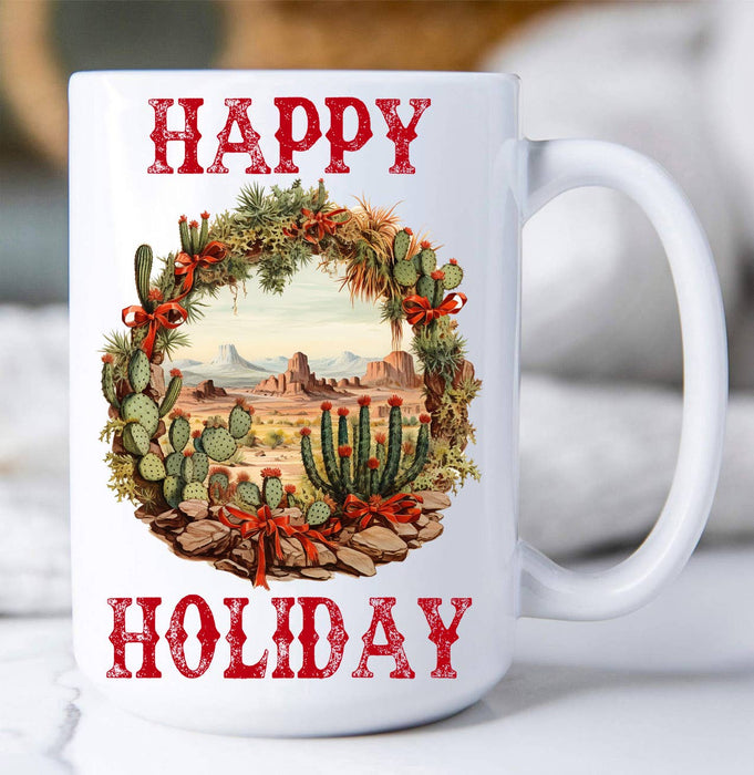 Christmas Cactus Happy Holiday Coffee Mug