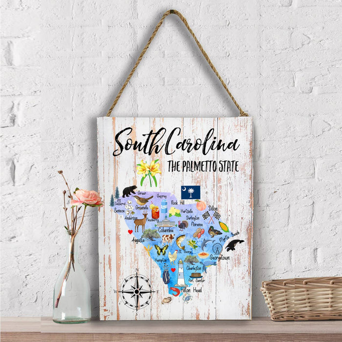 South Carolina State Map Souvenir Wall Decor