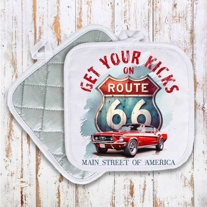 Route 66 Get your Kicks Mustang Pot Holder Oven Mitt
