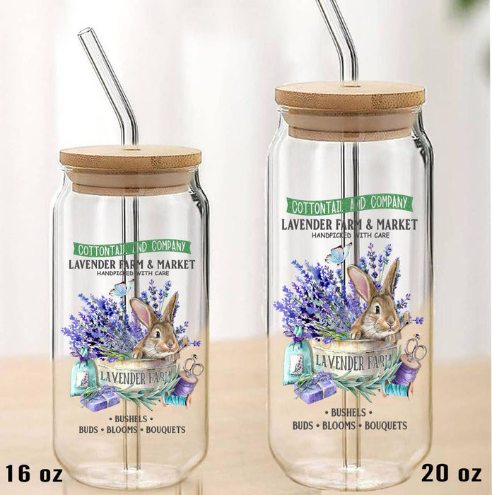 Lavender Rabbit Farm Market Spring Can Glass with Lid Straw
