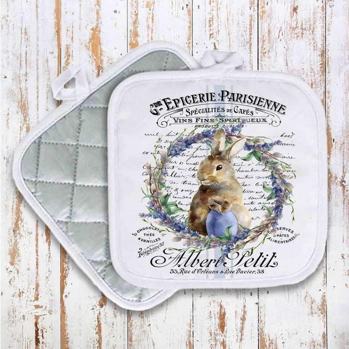 Vintage Easter Bunny Lavender French Pot Holder Oven Mitt