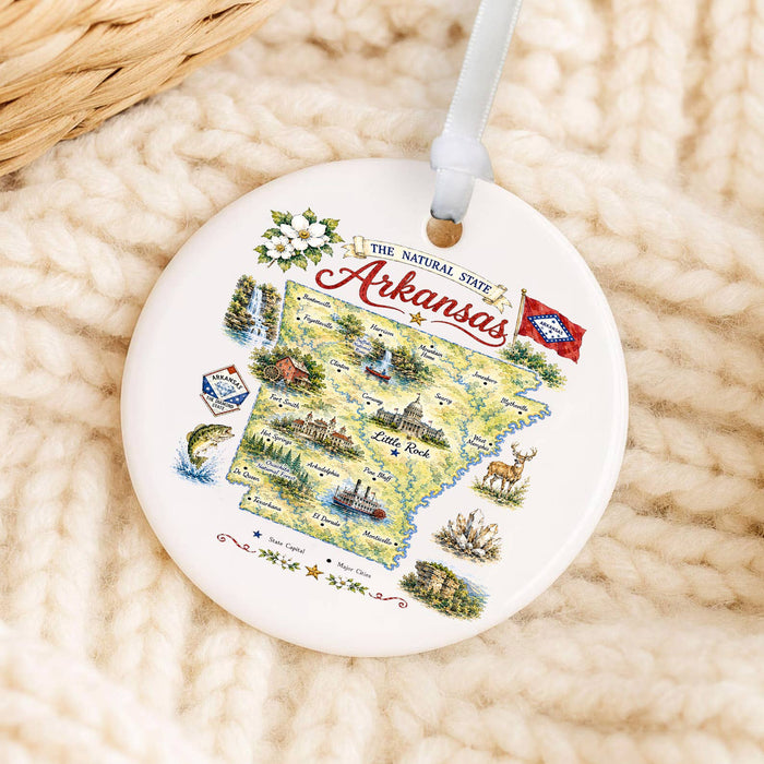 Arkansas State Map Landmark Ornament