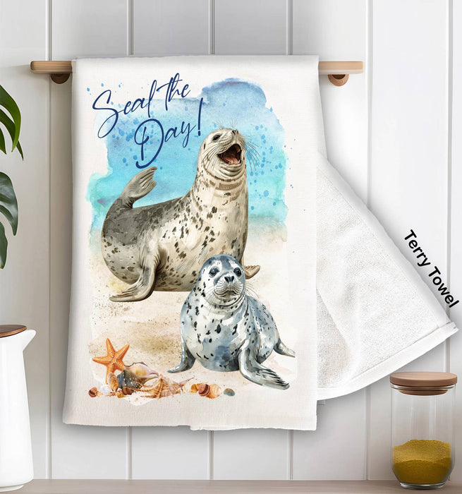 Seal the Day Coastal Ocean Kitchen Terry Towel