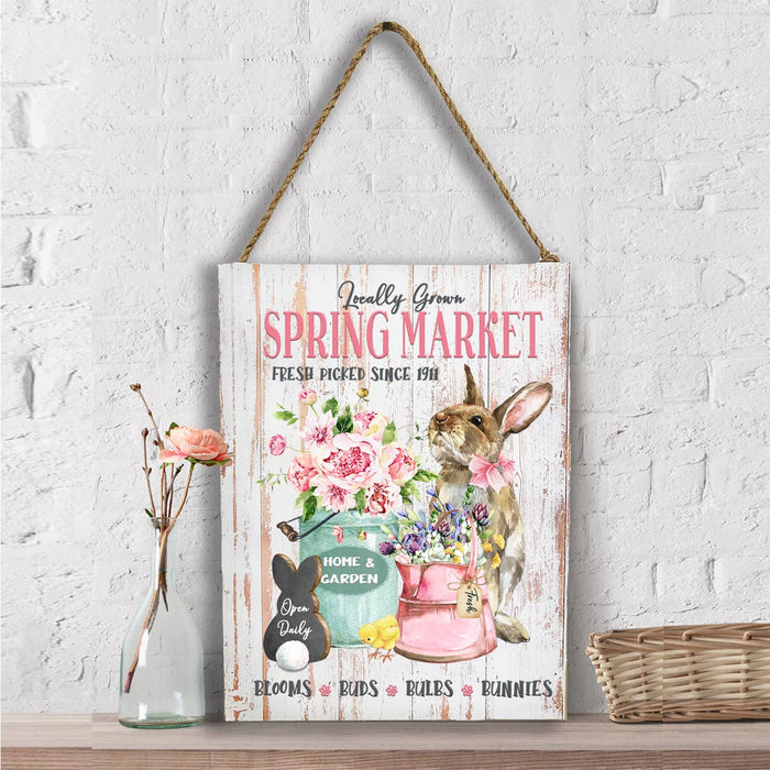 Spring Farmers Market Bunnies Flowers Wall Decor