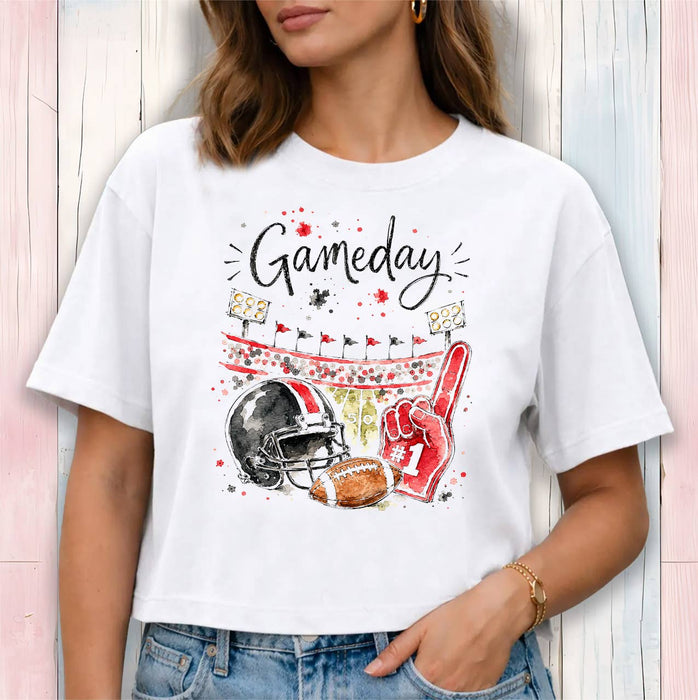 Gameday Football Black & Red Cropped T-Shirt