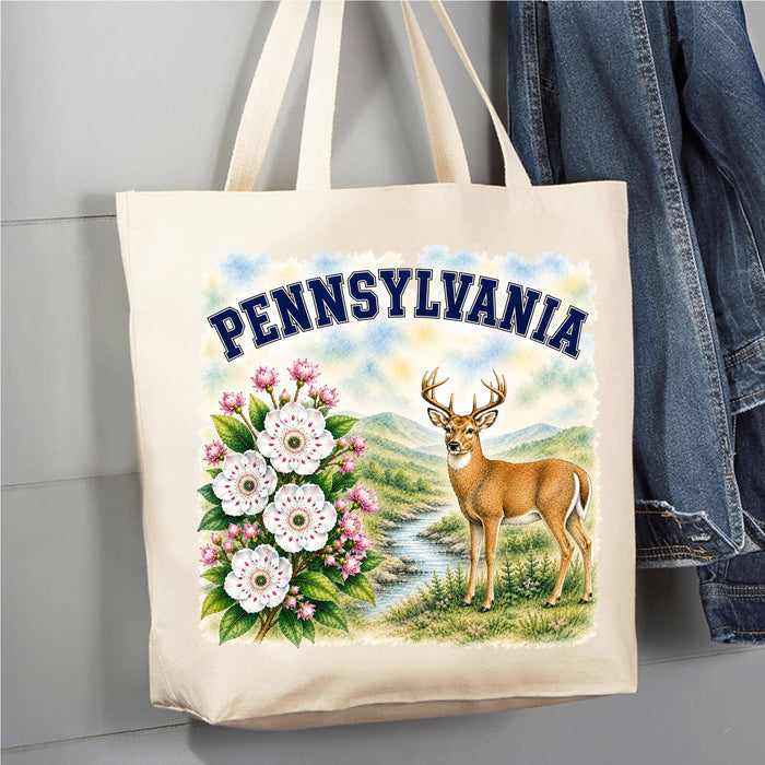 Pennsylvania State Bird and Animal Canvas Tote Bag