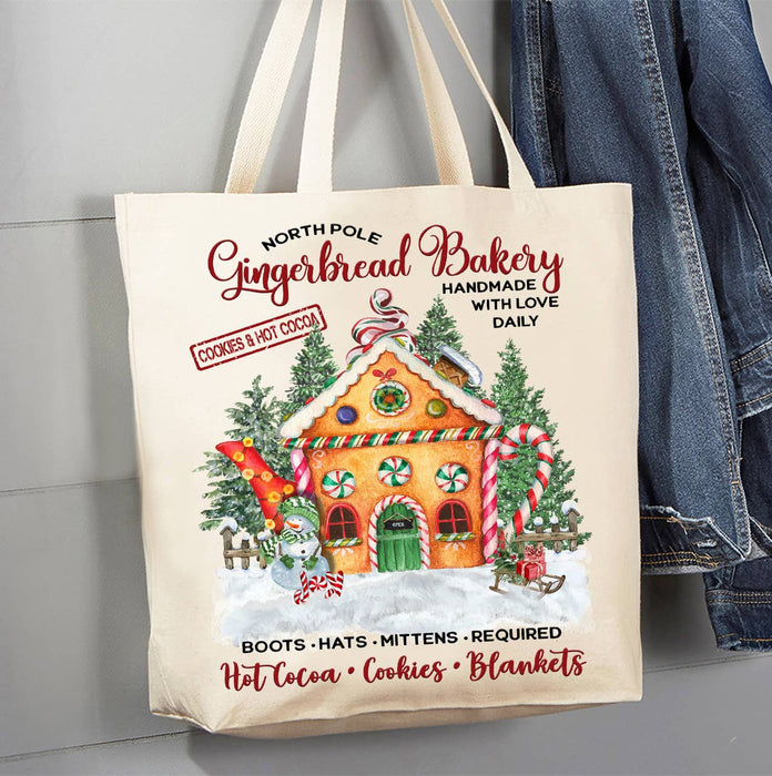 Christmas Gingerbread  House Bakery  Canvas Tote Bag