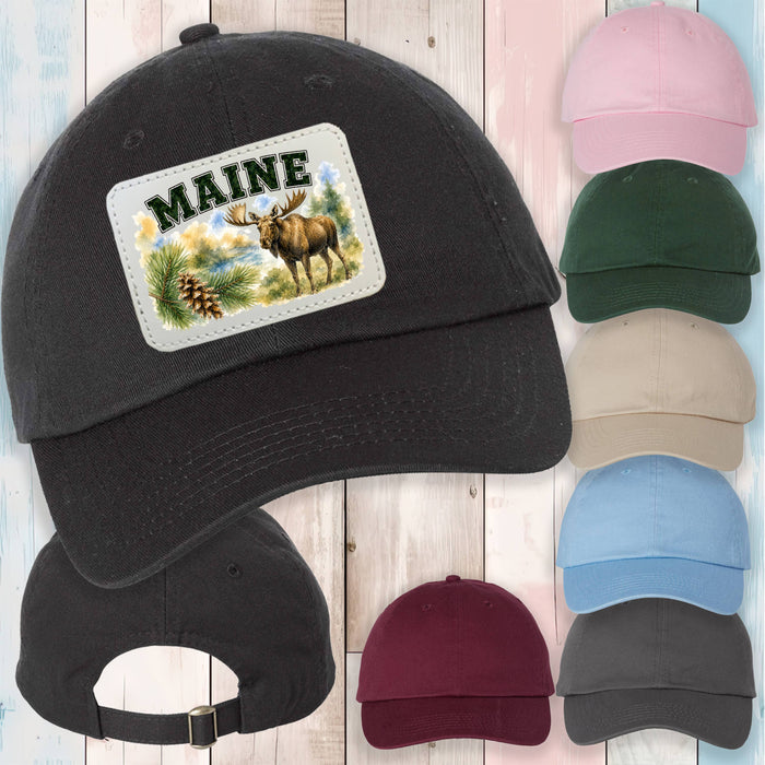 Maine State Bird and Animal Baseball Hat