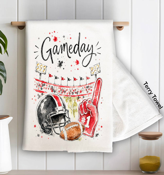 Gameday Football Black & Red Kitchen Terry Towel