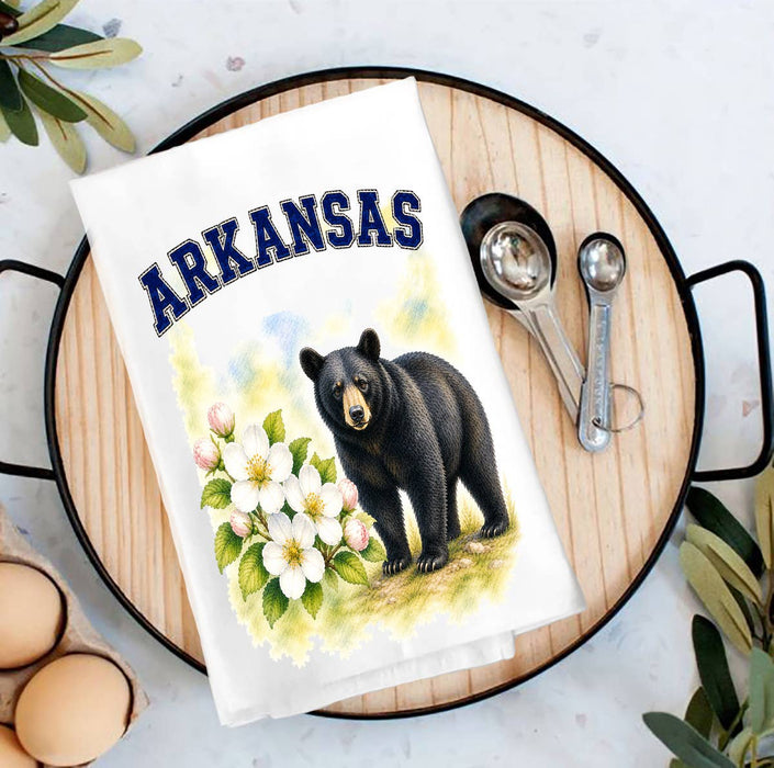 Arkansas State Bird and Animal Tea Towel