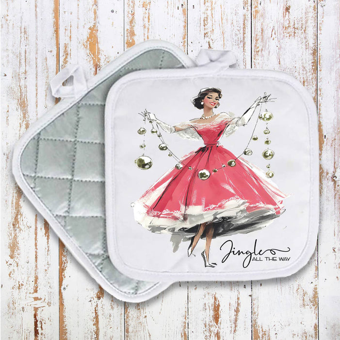 Retro Christmas Jingle all the way Pot Holder