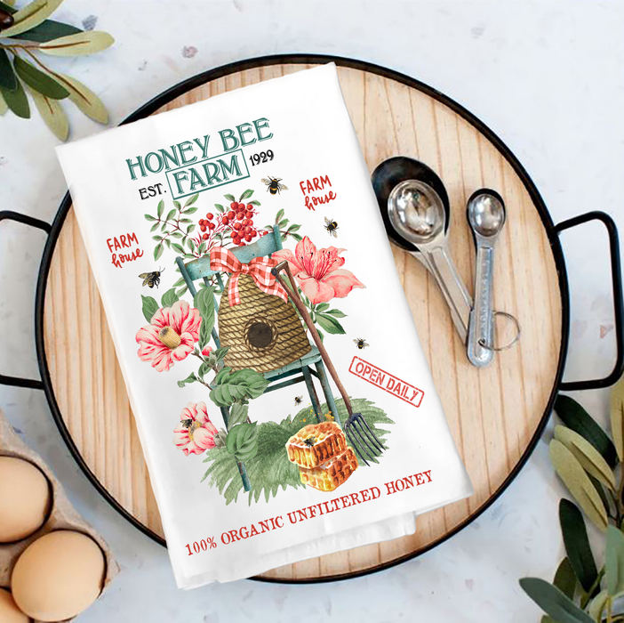 Spring Hony bee Farm Tea Towel
