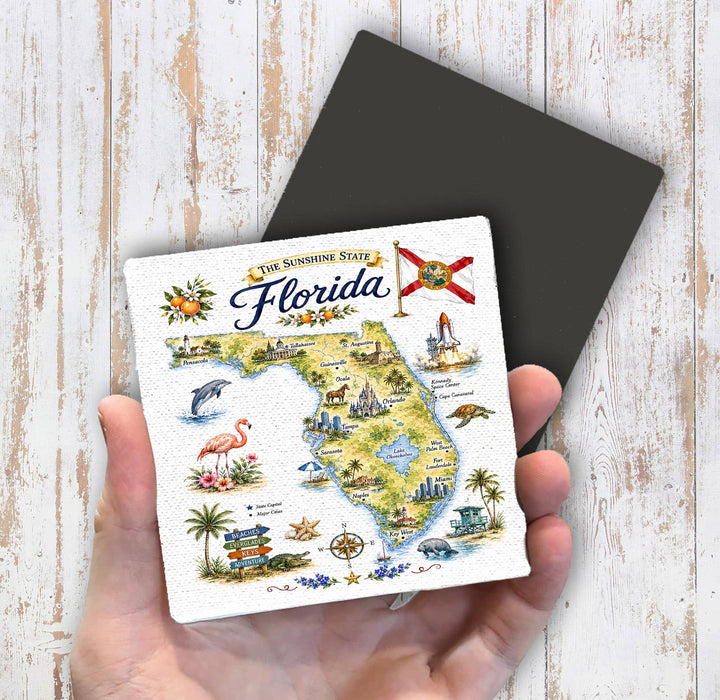 Florida State Map Landmark Magnet Fridge