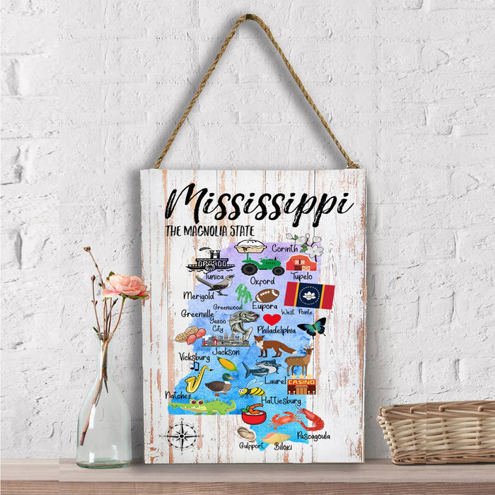 Mississippi State Map Souvenir Wall Decor
