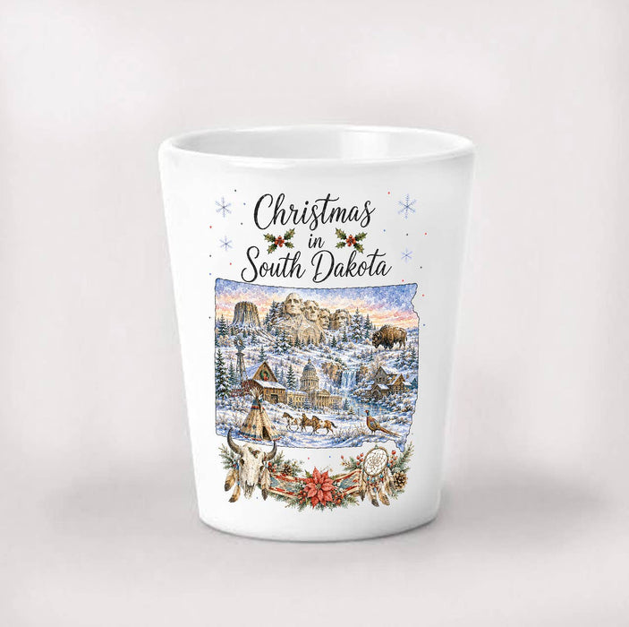 Christmas in South Dakota State Map Shot Glass
