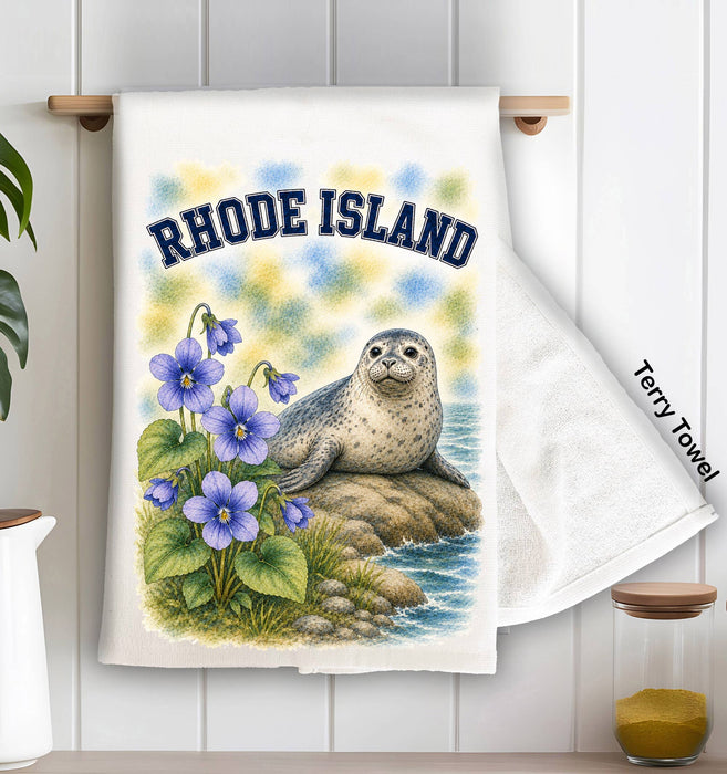 Rhode Island State Bird and Animal Kitchen Terry Towel
