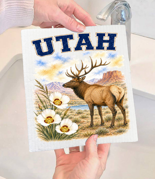 Utah State Bird and Animal Swedish Dishcloth
