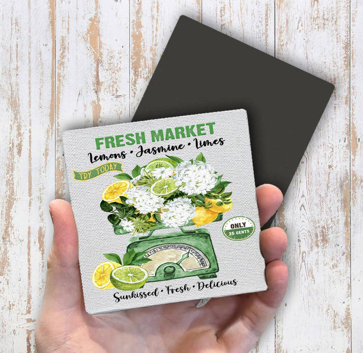 Fresh market Lemons Jasmine Limes Magnet Fridge