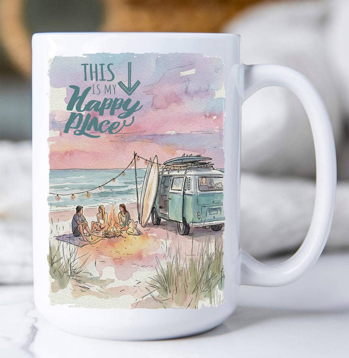 Camping on the Beach happy place Coffee Mug