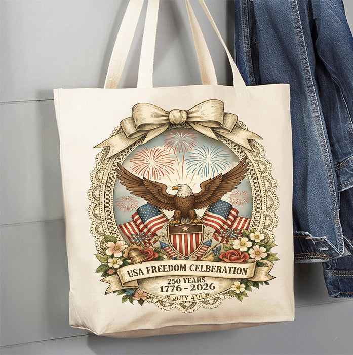 Patriotic Eagle 250 Anniversary America Canvas Tote Bag