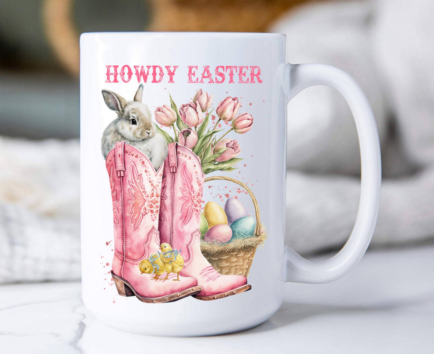 Howdy Easter Cowboy Boots Western 15 oz Coffee Mug