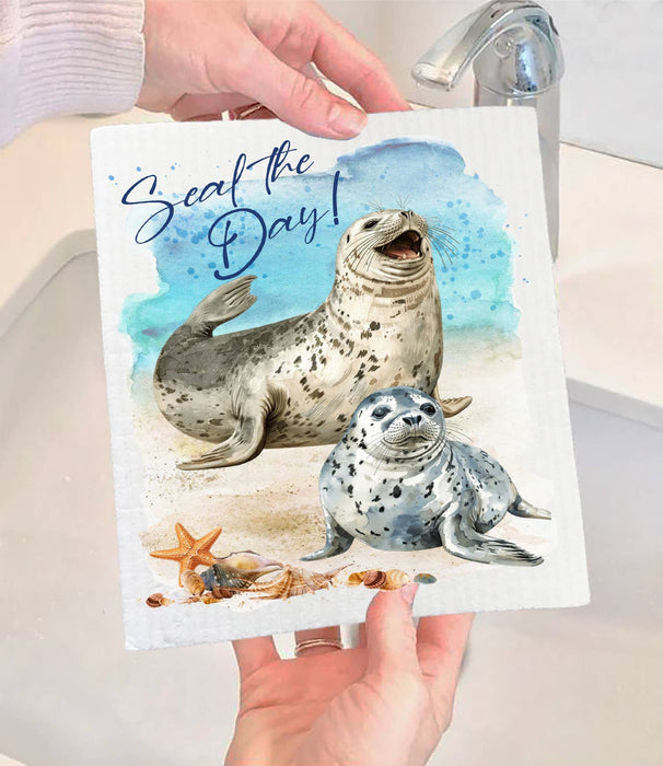 Seal the Day Coastal Ocean Swedish Dishcloth