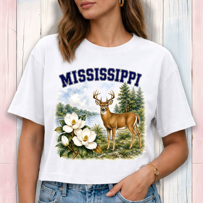 Mississippi State Bird and Animal Cropped T-Shirt
