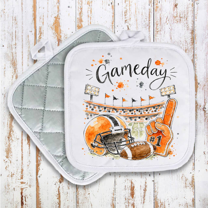 Gameday Football Orange & Black Pot Holder