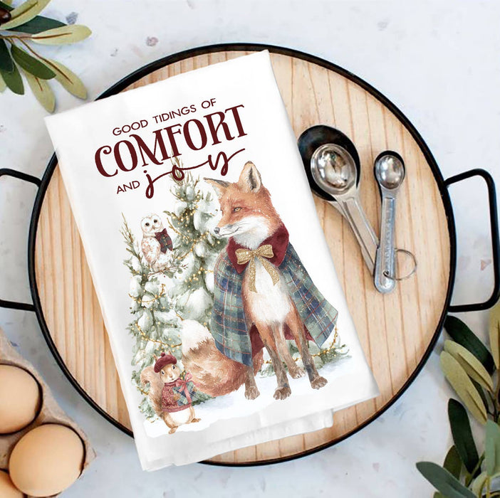 Christmas Good Tidings Snow Fox Tea Towel