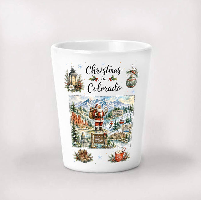 Christmas in Colorado State Map Shot Glass