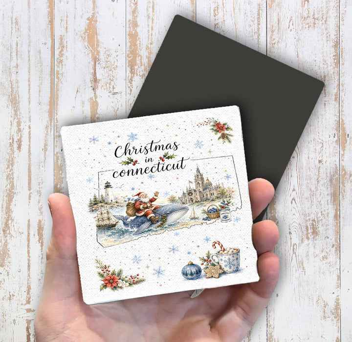 Christmas in Connecticut State Map Magnet Fridge