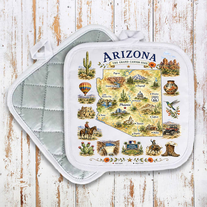 Arizona State Map Landmark Pot Holder