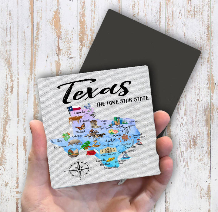 Texas State Map Souvenir Magnet Fridge