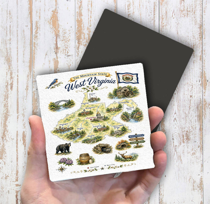 West Virginia State Map Landmark Magnet Fridge