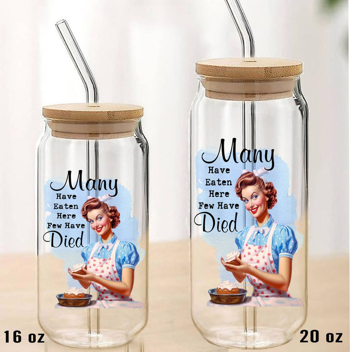 Many of Eaten Few Have Died Funny Can Glass with Lid Straw