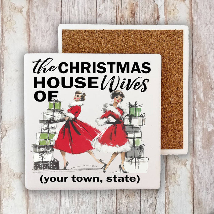 Retro Ladies Christmas Housewives Stone Coaster