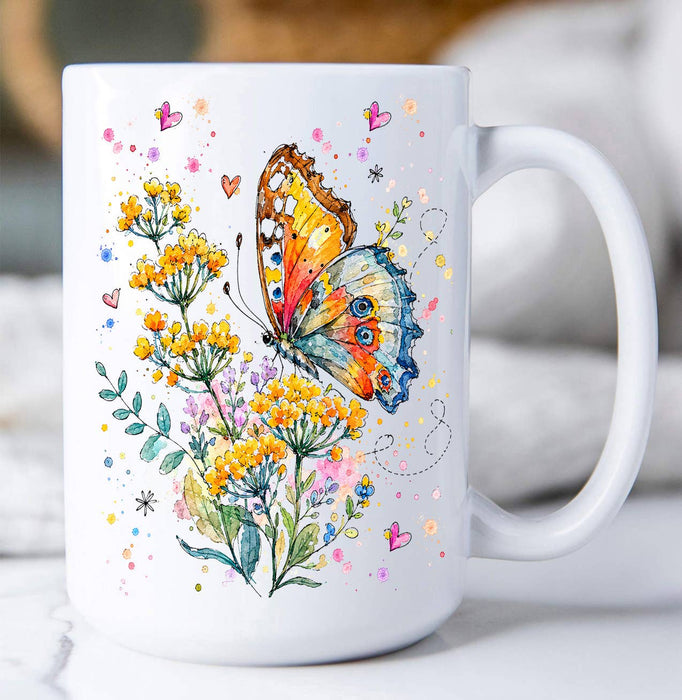 Spring Butterflies Wildflowers Coffee Mug