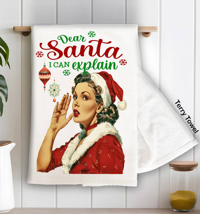 Christmas Santa I Can Explain Kitchen Terry Towel