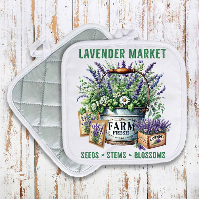 Lavender in Buckets Market Pot Holder Oven Mitt
