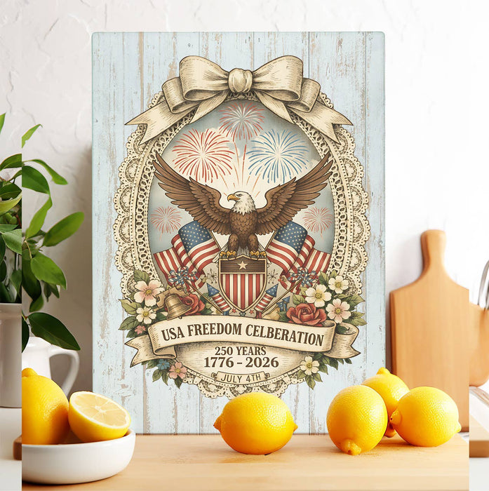 Patriotic We The People 250 America Glass Cutting Board