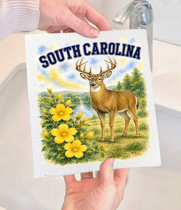 South Carolina State Bird and Animal Swedish Dishcloth