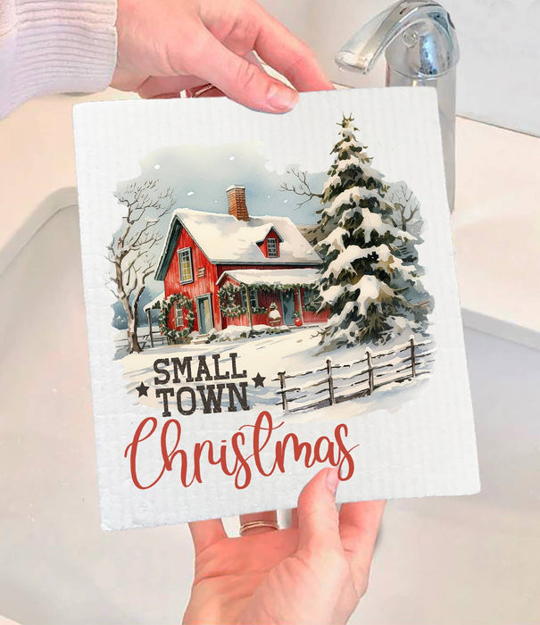 Small Town Christmas Swedish Dishcloth