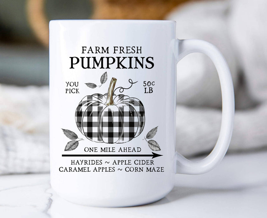 Fall Autumn Farm Plaid Pumpkin Coffee Mugs