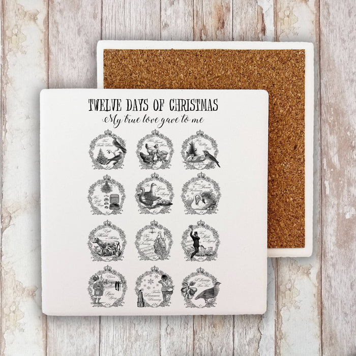 Twelve Days of Christmas Stone Coaster