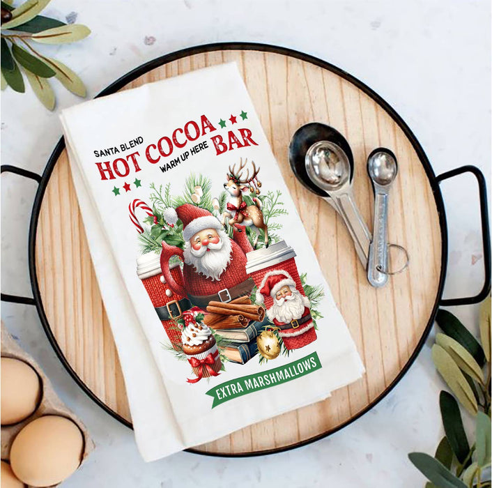 Christmas Santa Hot Cocoa Bart Tea Towel