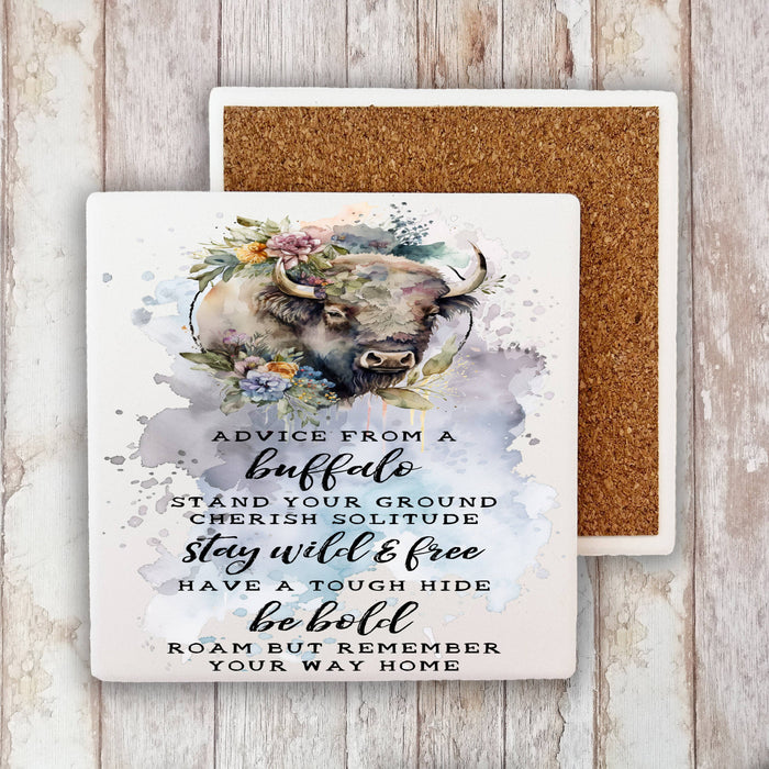 Advice from a Buffalo Stone Coaster